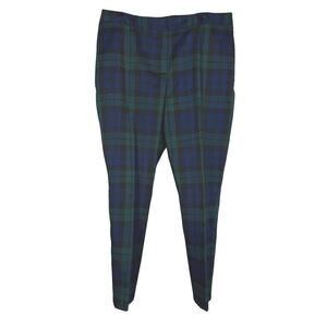 Tahari Women’s Blackwatch Plaid Trouser Pants Black Green 14 Holiday Classic NYE